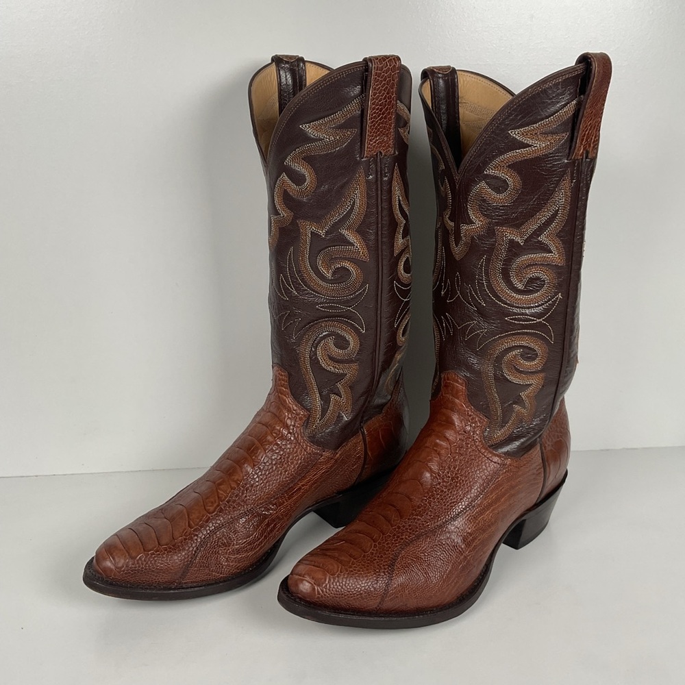 Vintage Panhandle Slim Ostrich Leg Cowboy Boots | Exotic | Brown | Men’s 8 D